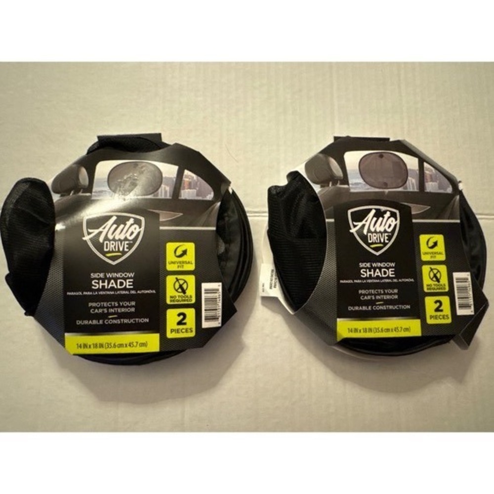 Auto Drive Side Window Shade 2 Pack Universal Fit Black 14x18 Inch 2 Sets
